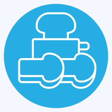 Simge tostu. Kahvaltı sembolüyle ilgili. Mavi gözlü. Basit dizayn edilebilir. Basit resimleme