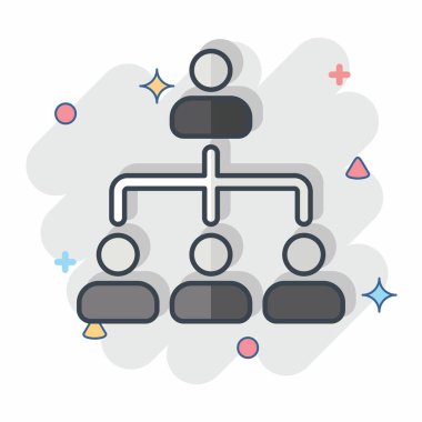 Simge Örgütü. İş Analizi sembolüyle ilgili. komik stil basit tasarım düzenlenebilir. Basit resimleme