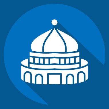 Kudüs ikonu. Başkent sembolüyle ilgili. Uzun gölge tarzı. Basit dizayn edilebilir. Basit resimleme