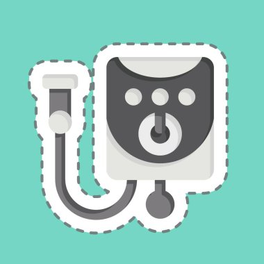 Çıkartma hattı su ısıtıcısını kesti. Banyo sembolüyle ilgili. Basit dizayn edilebilir. Basit resimleme