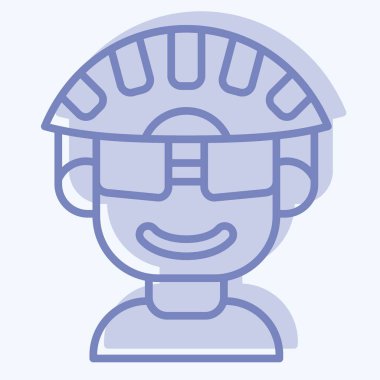 Bisiklet sembolüyle ilişkili ikon bisikletçi. İki ton stili. Basit dizayn edilebilir. Basit resimleme