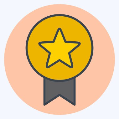 Simge Rozeti. Ödül sembolüyle ilgili. renk arkadaşı stili. Basit dizayn edilebilir. Basit resimleme