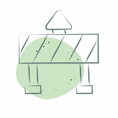 Simge Trafik Engeli. Madencilik sembolüyle ilgili. Renkli Leke Biçimi. Basit dizayn edilebilir. Basit resimleme