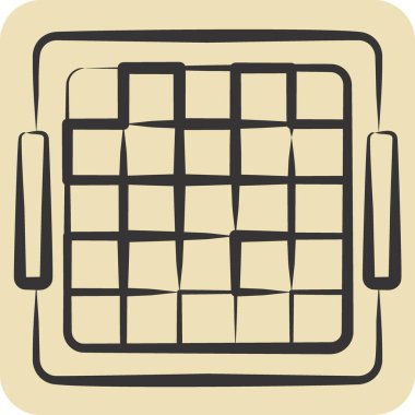 Beyzbol Rebound Ağı. Beyzbol sembolüyle ilgili. El çizimi tarzı. Basit dizayn edilebilir. Basit resimleme