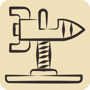 Icon Spring Salıncak Roketi. Lunapark sembolüyle ilgili. El çizimi tarzı. Basit dizayn edilebilir. Basit resimleme