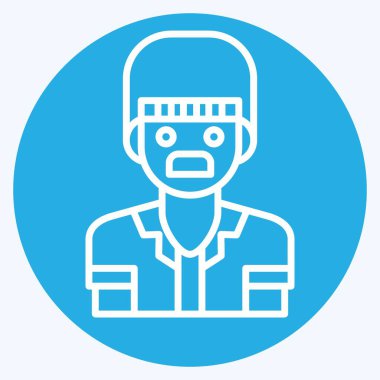 Simge Adam. Yerli halk sembolüyle ilgili. Mavi gözlü. Basit dizayn edilebilir. Basit resimleme