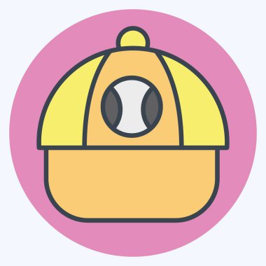 Beyzbol şapkası. Beyzbol sembolüyle ilgili. renk arkadaşı stili. Basit dizayn edilebilir. Basit resimleme