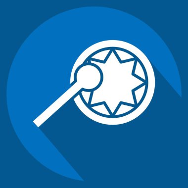 Simgesel İlkel Davul. Amerikan Yerli Sembolü ile ilgili. Uzun gölge tarzı. Basit dizayn edilebilir. Basit resimleme