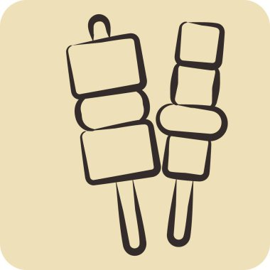 İkon Barbeküsü. Kahvaltı sembolüyle ilgili. El çizimi tarzı. Basit dizayn edilebilir. Basit resimleme