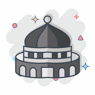 Kudüs ikonu. Başkent sembolüyle ilgili. Çizgi roman. Basit dizayn edilebilir. Basit resimleme