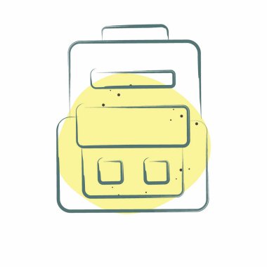 Simge Destek Torbaları. Kamp sembolüyle ilgili. Renkli Leke Biçimi. Basit dizayn edilebilir. Basit resimleme