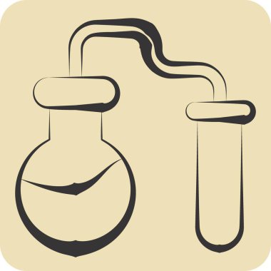 Simgesel Kimyasal Deneyler. Biyokimya sembolüyle ilgili. El çizimi tarzı. Basit dizayn edilebilir. Basit resimleme