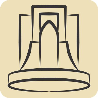 İkon Tahran. Başkent sembolüyle ilgili. El çizimi tarzı. Basit dizayn edilebilir. Basit resimleme