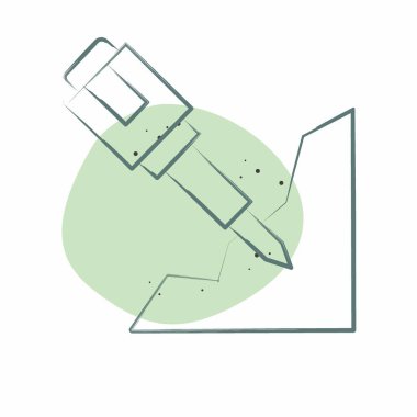 İkon matkap. Madencilik sembolüyle ilgili. Renkli Leke Biçimi. Basit dizayn edilebilir. Basit resimleme