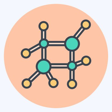 Icon Nano Teknoloji. Biyokimya sembolüyle ilgili. renk arkadaşı stili. Basit dizayn edilebilir. Basit resimleme