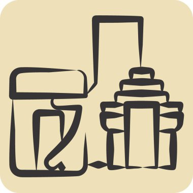 Simge Ta Prohm. Kamboçya sembolüyle ilgili. El çizimi tarzı. Basit dizayn edilebilir. Basit resimleme