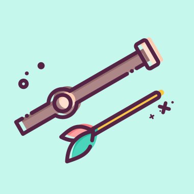 İkon Üfleme Silahı. Amerikan Yerli Sembolü ile ilgili. MBE tarzı. Basit dizayn edilebilir. Basit resimleme