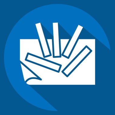 Icon patates kızartması. Kahvaltı sembolüyle ilgili. Uzun gölge tarzı. Basit dizayn edilebilir. Basit resimleme