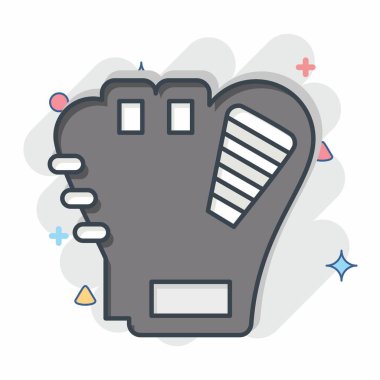 Simge Sentetik Beyzbol Eldiveni. Beyzbol sembolüyle ilgili. Çizgi roman. Basit dizayn edilebilir. Basit resimleme