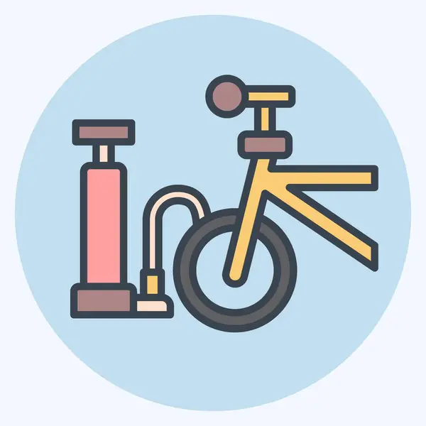 Icon Air Pump Related Bicycle Symbol Color Mate Style Simple — Stock Vector