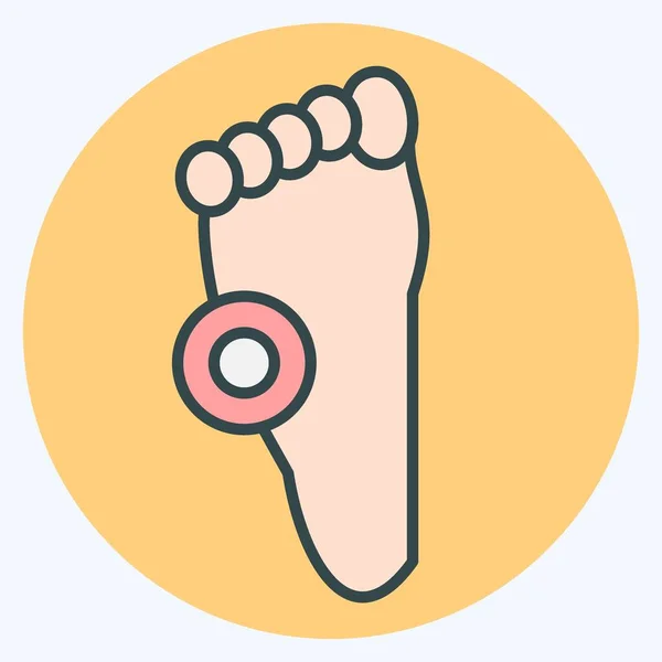 Icon Pain Foot Относится Символу Тела Аше Цвет Мат Стиль — стоковый вектор