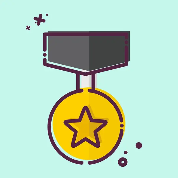 Icoon Badge Gerelateerd Aan Award Symbool Mbe Stijl Eenvoudig Ontwerp — Stockvector