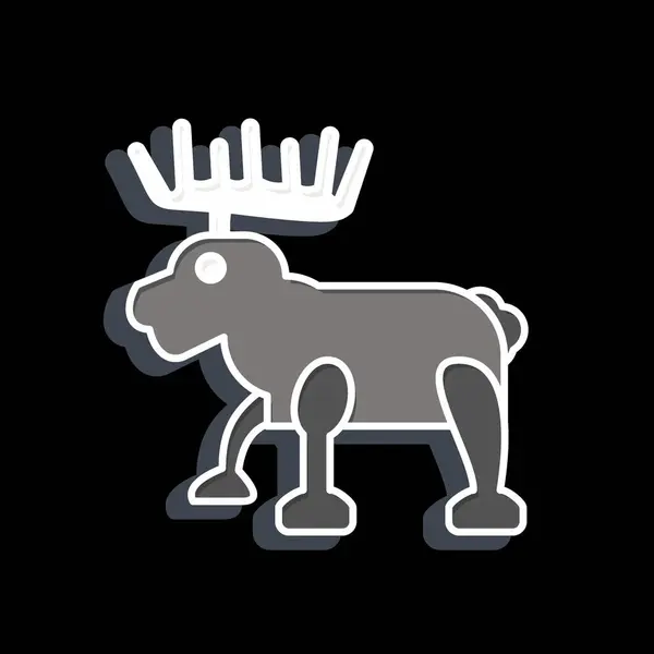 Icon Moose Related Alaska Symbol Glossy Style Simple Design Editable — Stock Vector