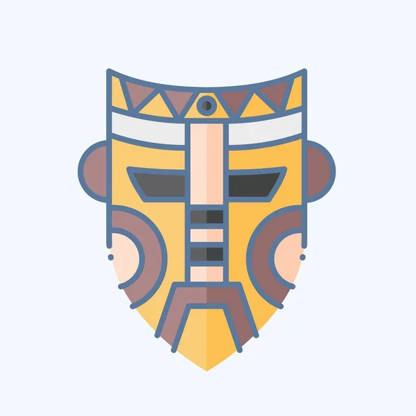 Masque Icônes Lié Symbole Des Peuples Autochtones Style Doodle Conception — Image vectorielle