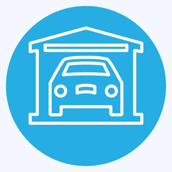 Simge Garajı Otomotiv Sembolü Mavi Gözlü Basit Dizayn Edilebilir Basit — Stok Vektör