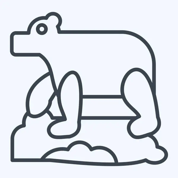 Икона Белый Медведь Связан Символом Аляски Стиль Линии Простой Дизайн — стоковый вектор