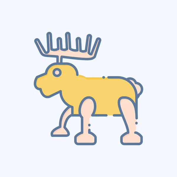 Icône Moose Lié Symbole Alaska Style Doodle Conception Simple Modifiable — Image vectorielle