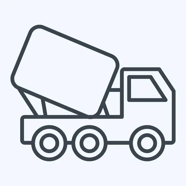 Mikser Ciężarówek Ikoną Związane Symbolem Materiału Budowlanego Styl Linii Prosty — Wektor stockowy