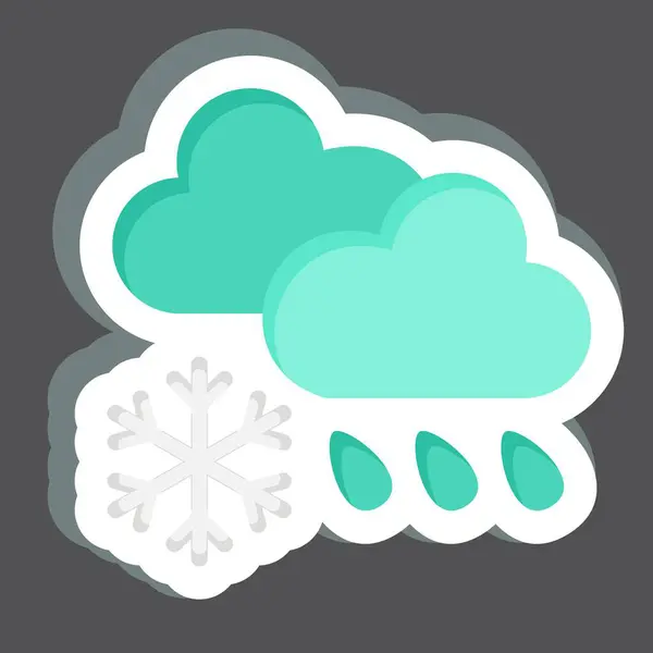Sticker Cloud Cover Precipitation Related Climate Change Symbol Simple Design — Stock Vector