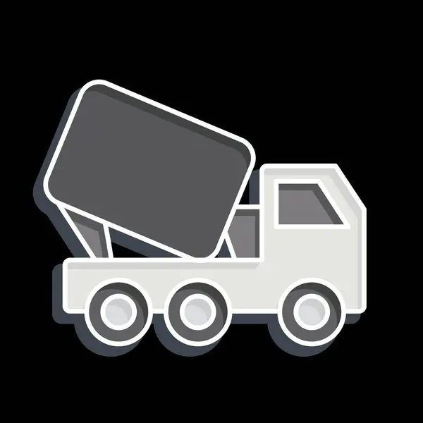 Ikone Truck Mixer Zusammenhang Mit Dem Baustoffsymbol Hochglanzstil Einfaches Design — Stockvektor