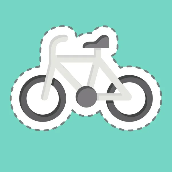 Ligne Autocollant Coupé Vélo Lié Symbole Vélo Conception Simple Modifiable — Image vectorielle