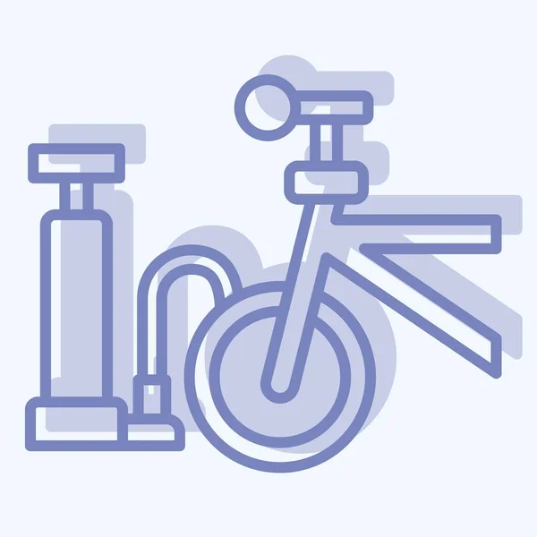 Pompe Air Icône Liée Symbole Vélo Style Deux Tons Conception — Image vectorielle