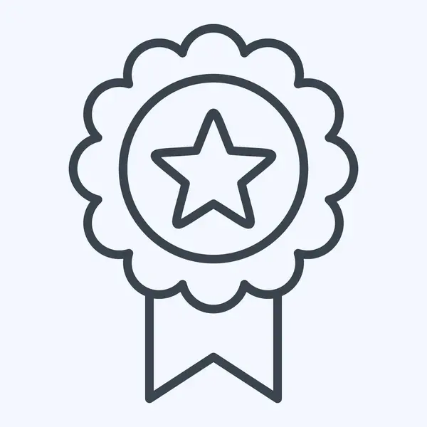 Ikonový Odznak Vztahující Symbolu Ocenění Styl Čáry Jednoduchý Design Upravitelný — Stockový vektor