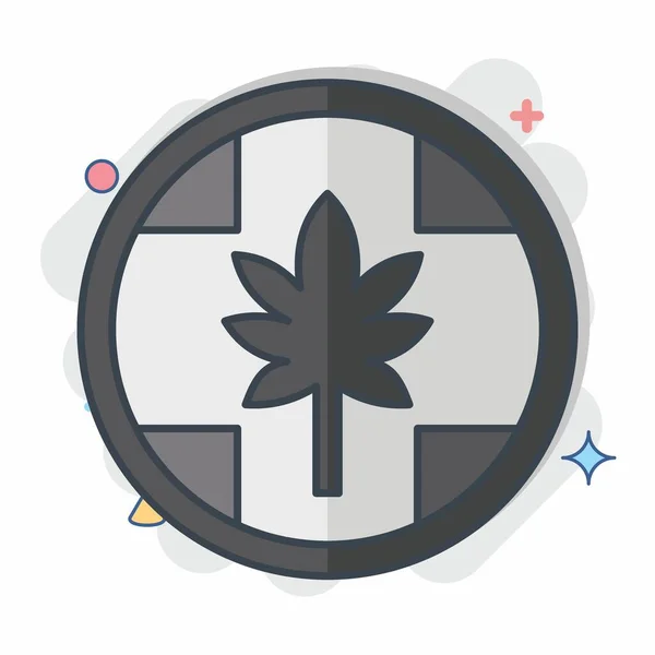 Icon Label Cannabis Producten Gerelateerd Aan Cannabis Symbool Stripstijl Eenvoudig — Stockvector