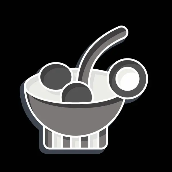 Коктейльный Суп Относится Символу Завтрака Глянцевый Стиль Простой Дизайн Редактируемый — стоковый вектор