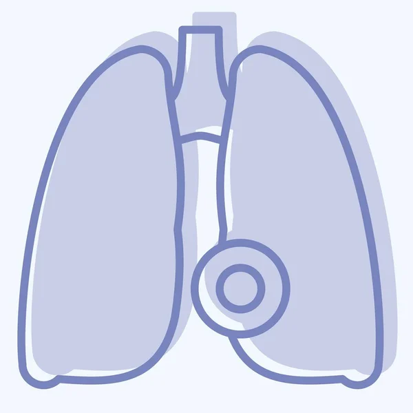 Icon Lung Hastalığı Vücut Ache Sembolüyle Ilgili Ton Stili Basit — Stok Vektör