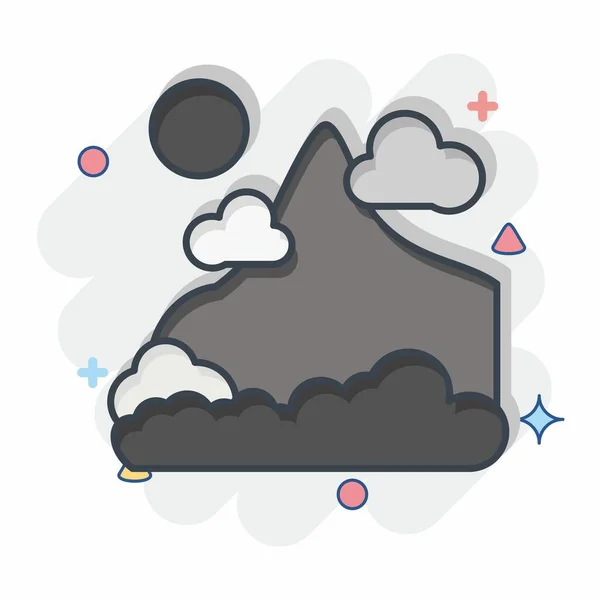 Icône Mountain Lié Symbole Alaska Style Comique Conception Simple Modifiable — Image vectorielle