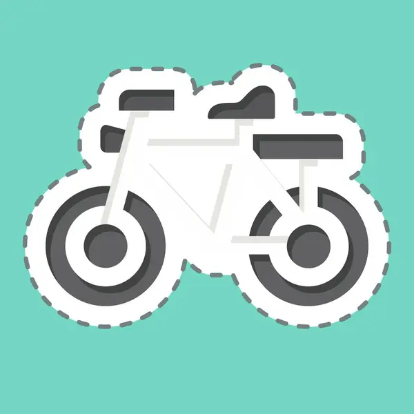 Etiqueta Engomada Línea Corte Bicicleta Relacionada Con Símbolo Bicicleta Diseño — Vector de stock