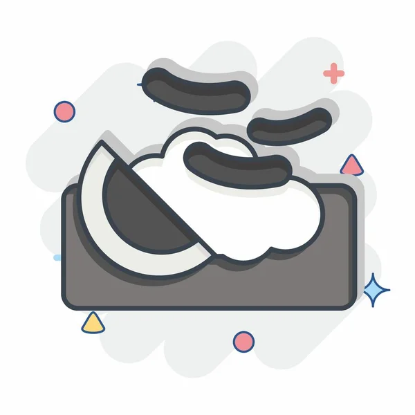 Ікона Макароні Пов Язаний Символом Сніданку Комічний Стиль Простий Дизайн — стоковий вектор