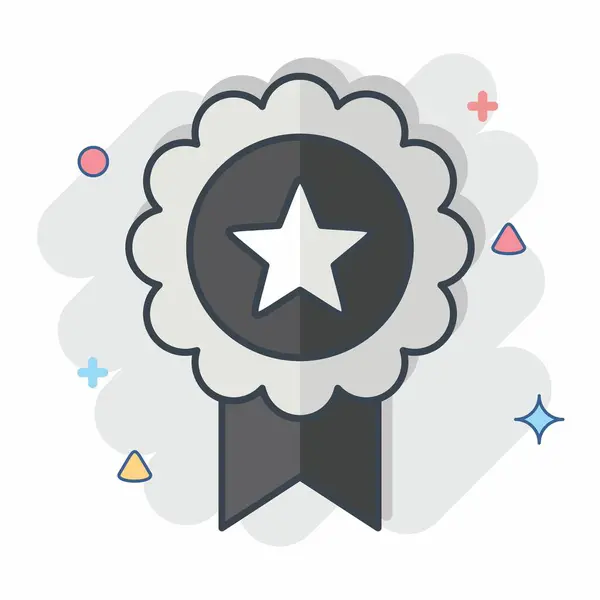 Icon Badge Zusammenhang Mit Award Symbol Comic Stil Einfaches Design — Stockvektor
