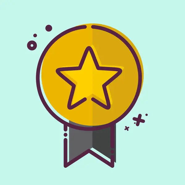Icoon Badge Gerelateerd Aan Award Symbool Mbe Stijl Eenvoudig Ontwerp — Stockvector
