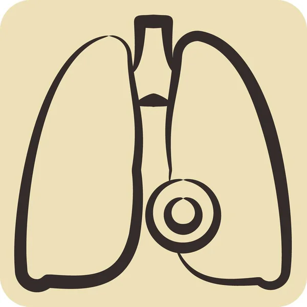Ikonische Lungenkrankheit Verwandt Mit Body Ache Symbol Handgezeichneten Stil Einfaches — Stockvektor