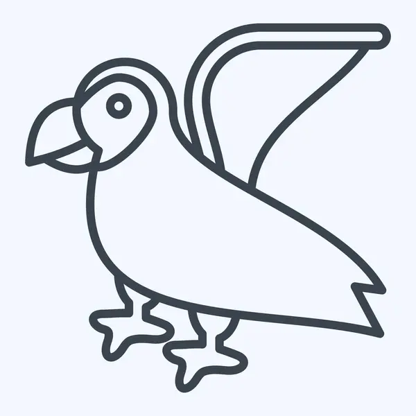 Ikone Papageitaucher Mit Alaska Symbol Verwandt Linienstil Einfaches Design Editierbar — Stockvektor