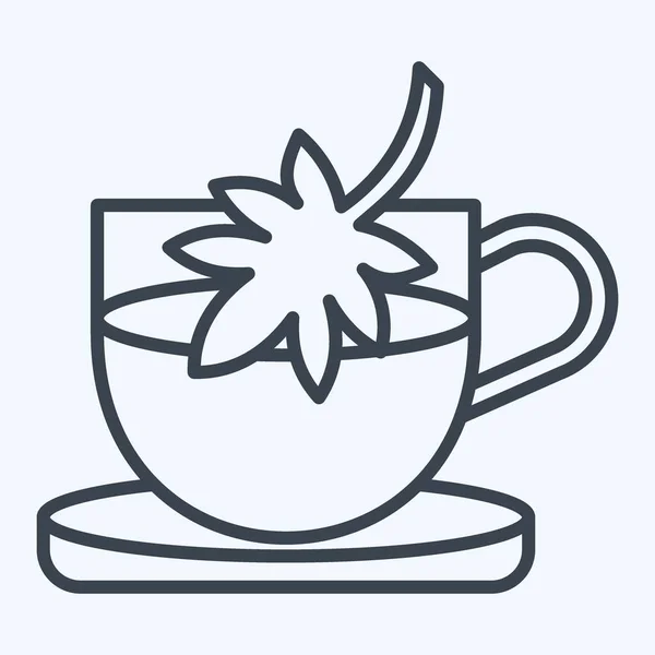 Icon Cannabis Tea Související Symbolem Konopí Styl Čáry Jednoduchý Design — Stockový vektor