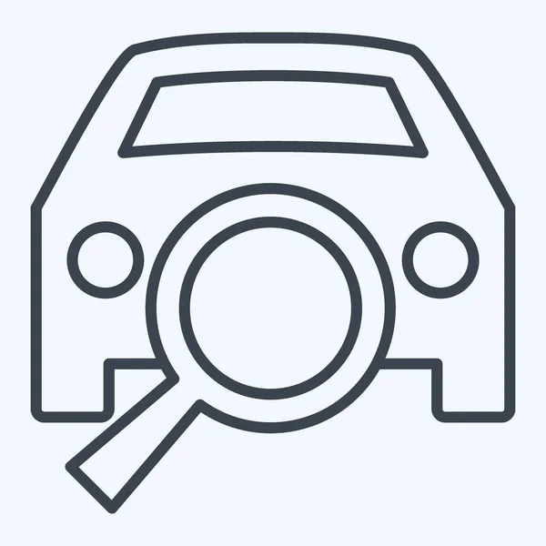Icône Diagnostic Lié Voiture Symbole Automobile Style Ligne Conception Simple — Image vectorielle