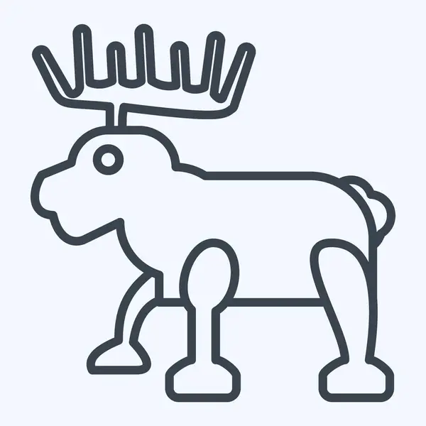 Іконка Лось Пов Язаний Символом Аляски Стиль Лінії Простий Дизайн — стоковий вектор